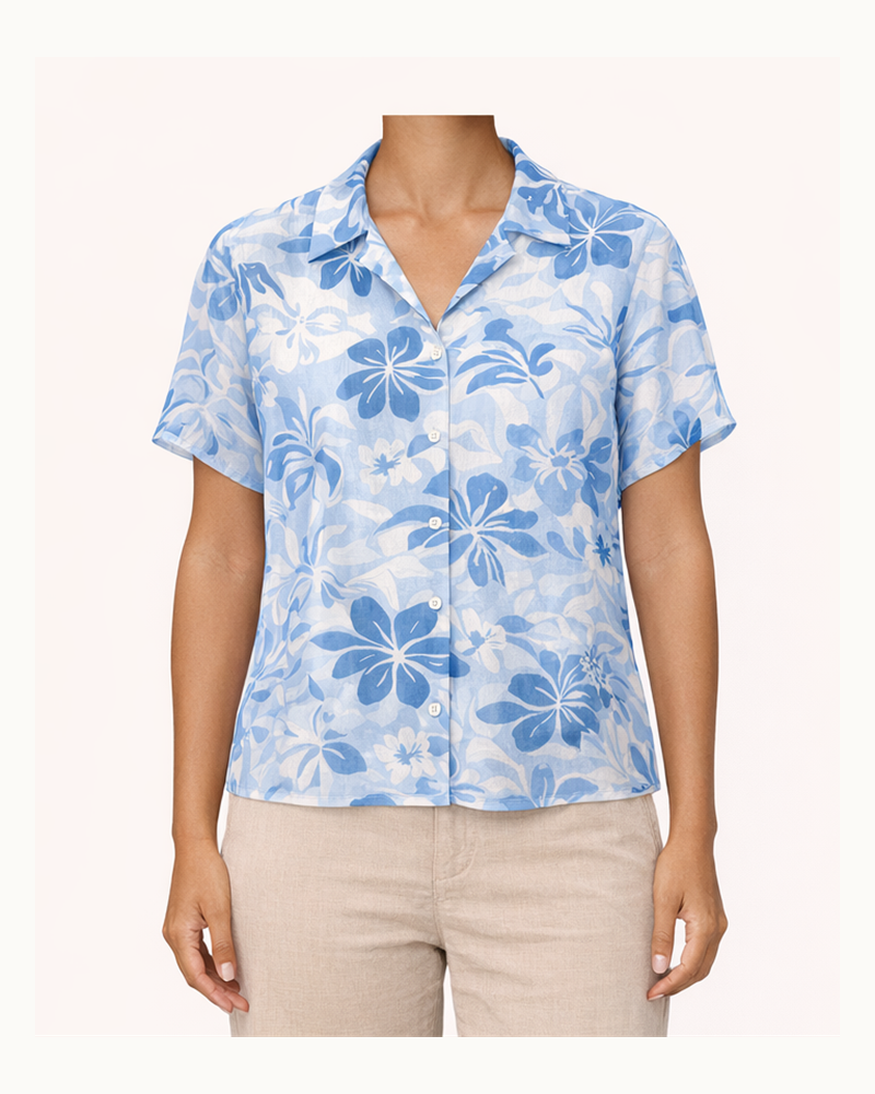 Crinkle Chiffon Blouse (XLSX-11) — T-Shirts & Tops by Aloha & Co