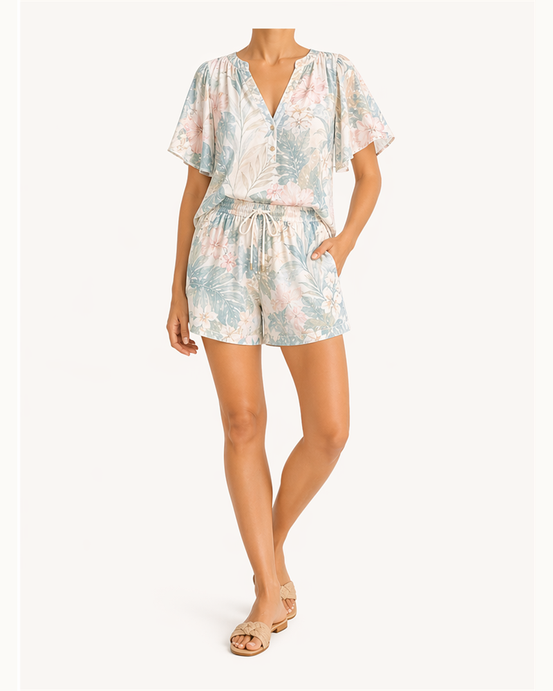 Chiffon Top + Shorts (MSW2002) — Matching Sets by Aloha & Co