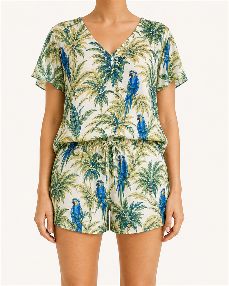 Chiffon Top + Shorts (MSW2002) — Matching Sets by Aloha & Co