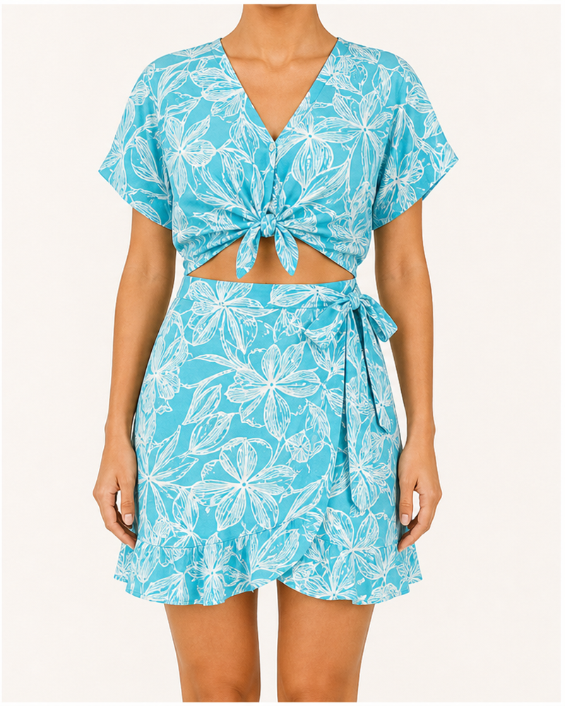 Viscose Top + Wrap Skirt (MSW2102) — Matching Sets by Aloha & Co