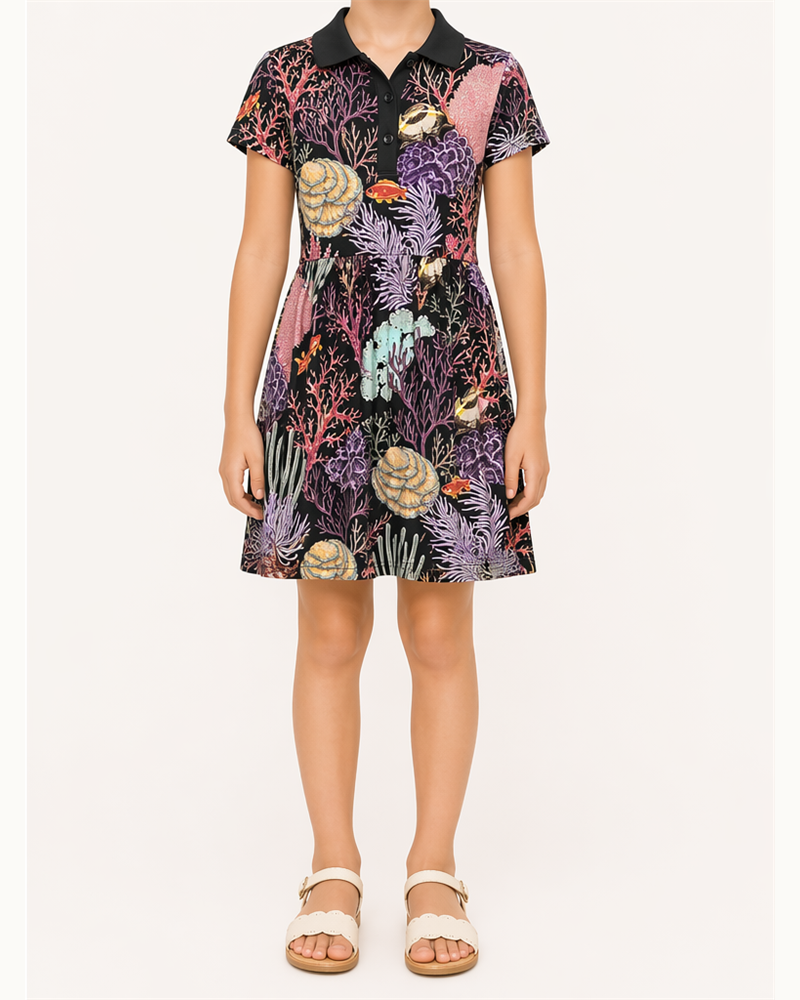 Girls Knitted Stretch Polo Dress (RDK7102) — Resort Dresses by Aloha & Co