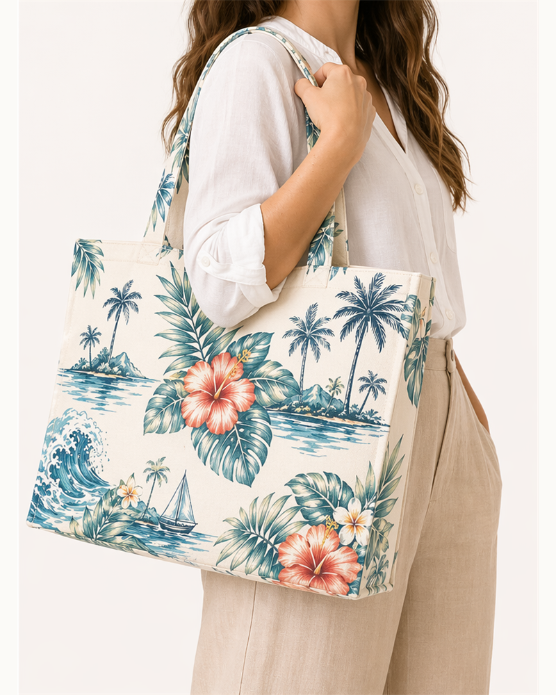 Canvas Aloha Tote (AC1201) — Accessories by Aloha & Co