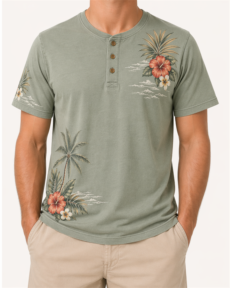 Cotton Henley Tee (TS1401) — T-Shirts & Tops by Aloha & Co