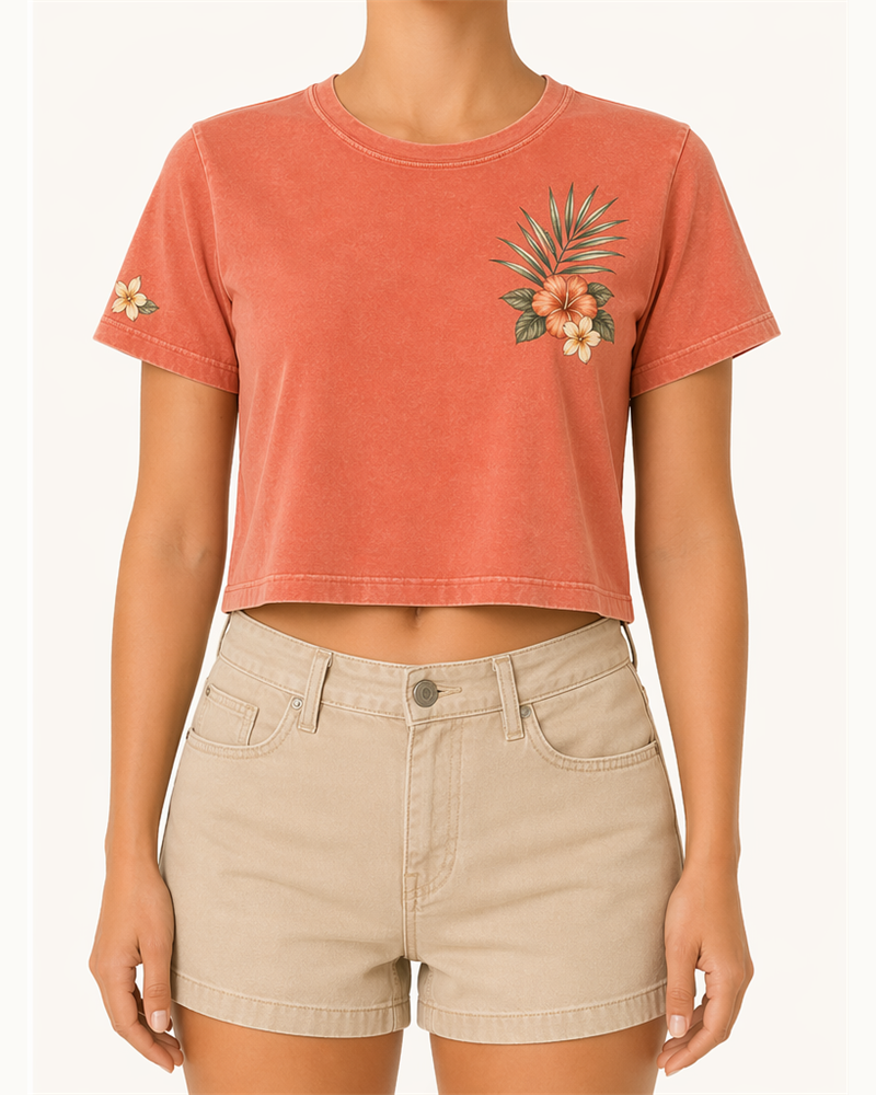 Cropped Cotton Tee (TSW2002) — T-Shirts & Tops by Aloha & Co