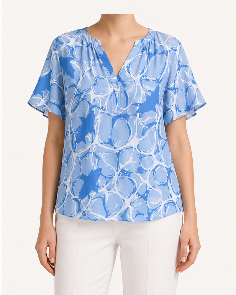 Crinkle Chiffon Blouse (XLSX-11) — T-Shirts & Tops by Aloha & Co